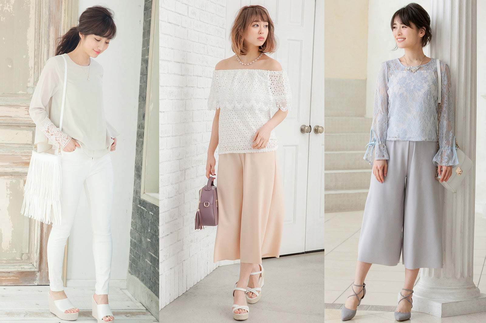 透け感レーストップスでつくる旬の「ピュアフェミニン」コーデに注目！