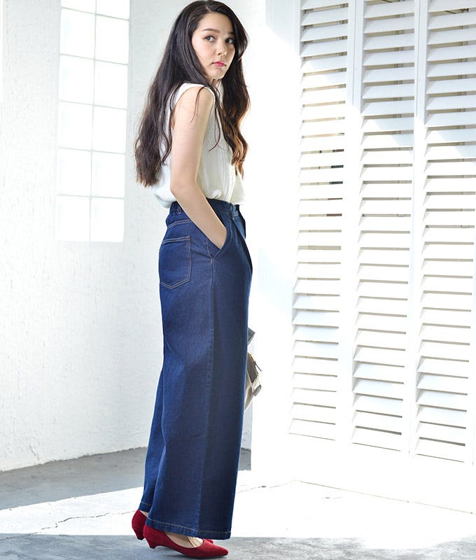 ハイウエストデニムガウチョパンツ「coca」3,490円(税込)/画像提供:coca