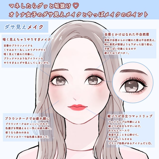 マネするだけでグッと垢抜ける オトナ女子の ダサ見えngメイク 今っぽokメイク モデルプレス