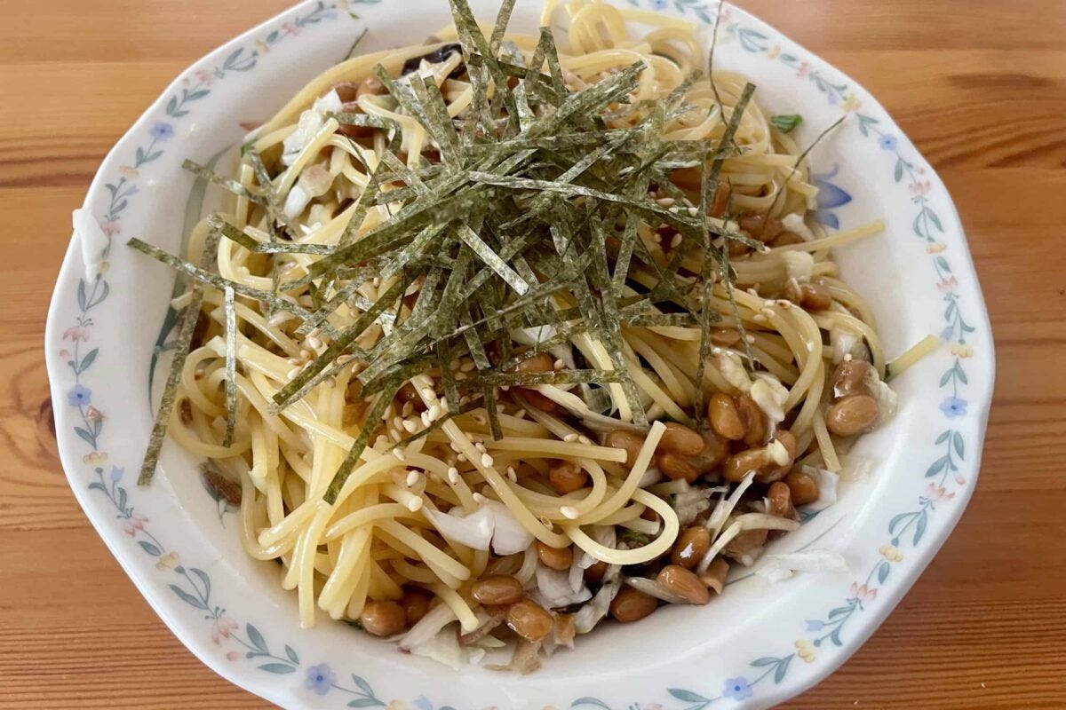 薬味たっぷり納豆パスタ
