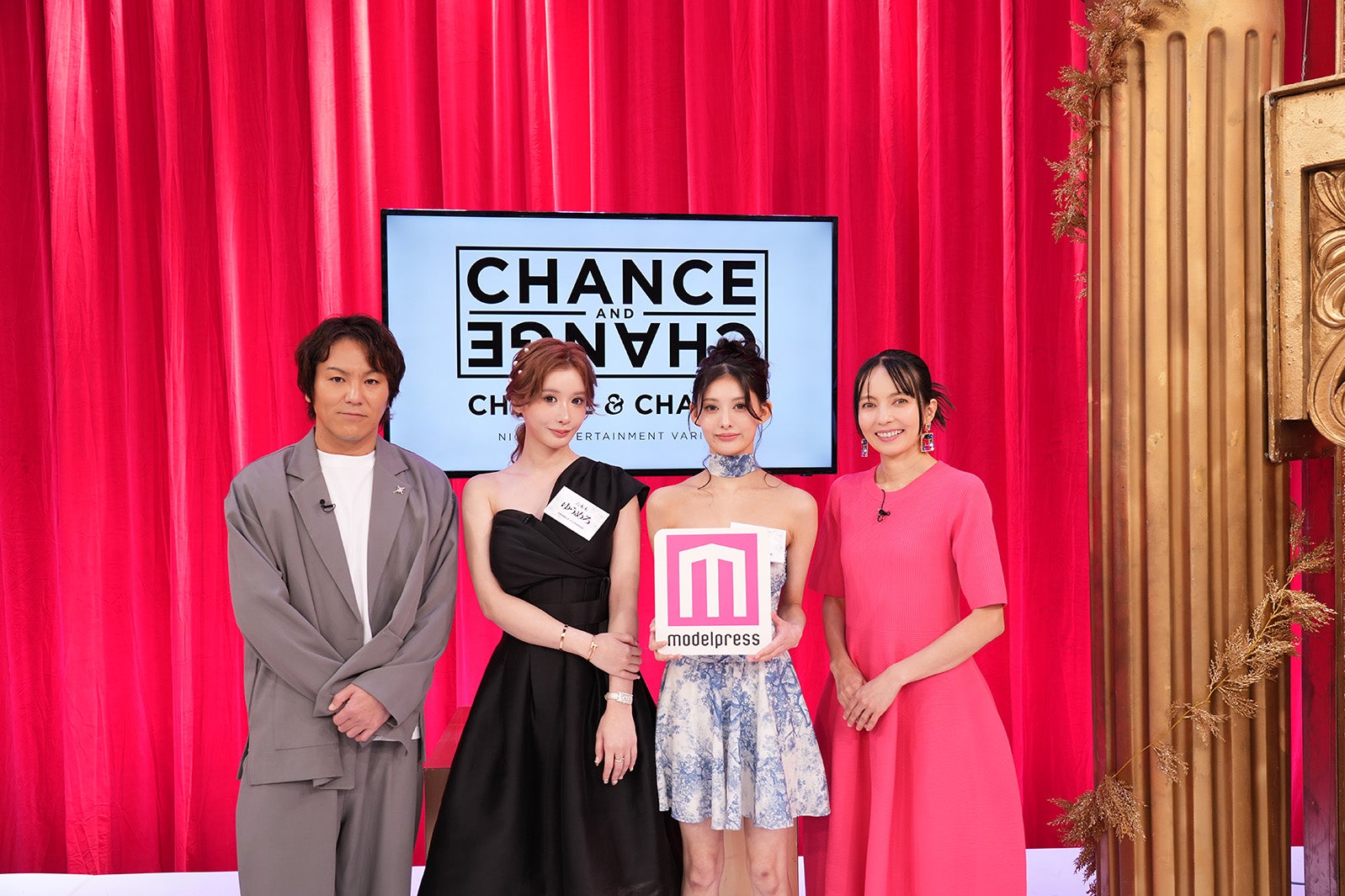 （左から）狩野英孝、ゆうめろ、ミレイ、ベッキー（提供写真）