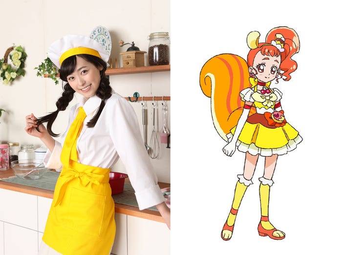 (左から)福原遥、キュアカスタード(C)ABC-A・東映アニメーション