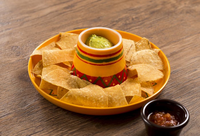 トルティーヤチップス、サルサとアボカドディップ付き¥490(C)Disney