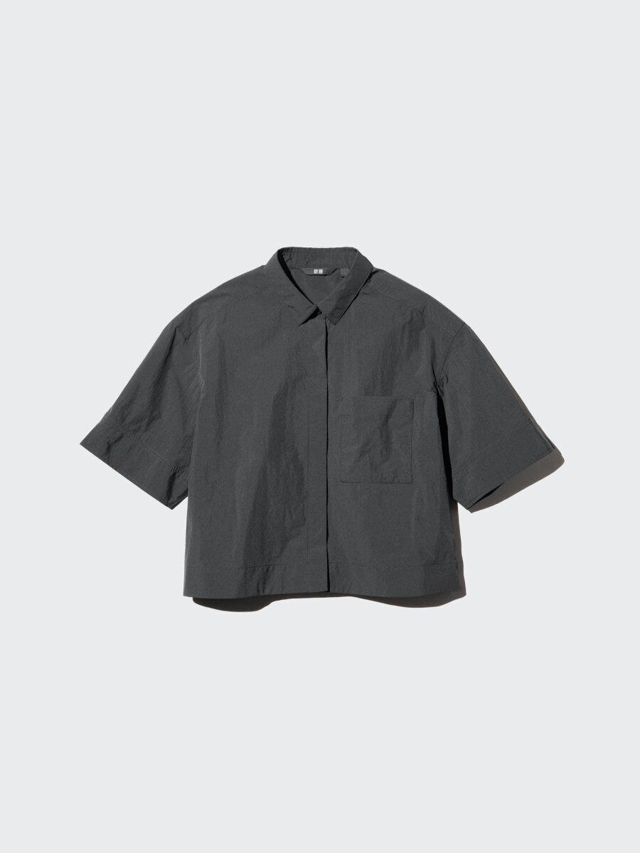 2026春夏ユニクロ大人女性おすすめナイロンボクシーショートシャツ