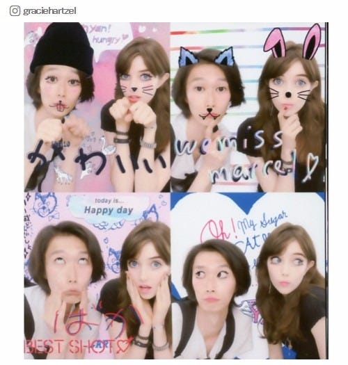 日本でプリクラを楽しむグレース・ハーツェル/Instagramより