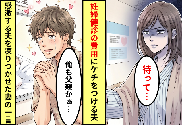 妊婦健診に行く妻に…夫「また？金かかるなぁ」しかし出産後⇒「やっと父親かぁ」泣いた夫に妻が痛烈な一言を放った話。