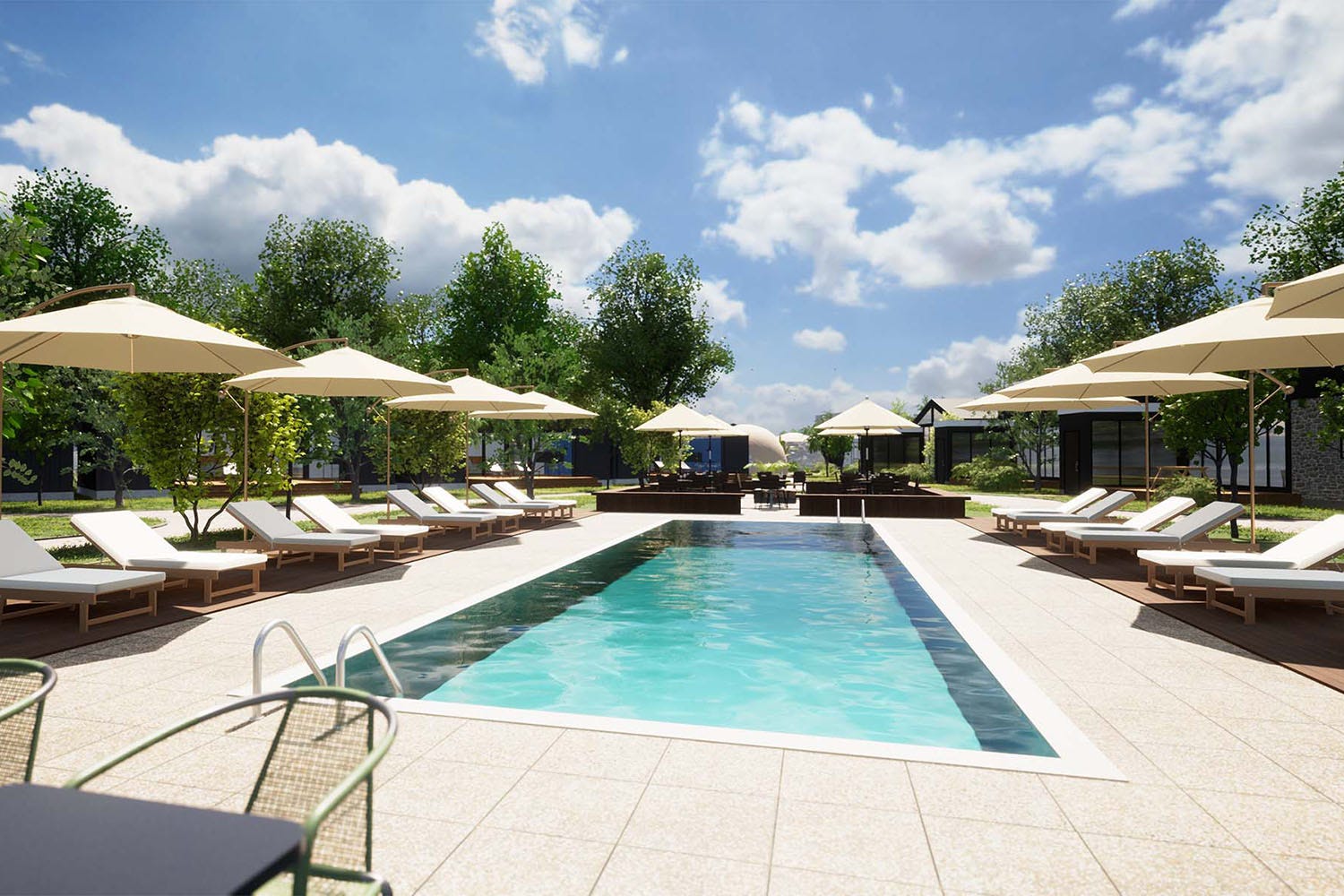 山梨に温泉・サウナ付きヴィラ&グランピング「AWAUMI 富士河口湖リゾート」宿泊客専用プールも