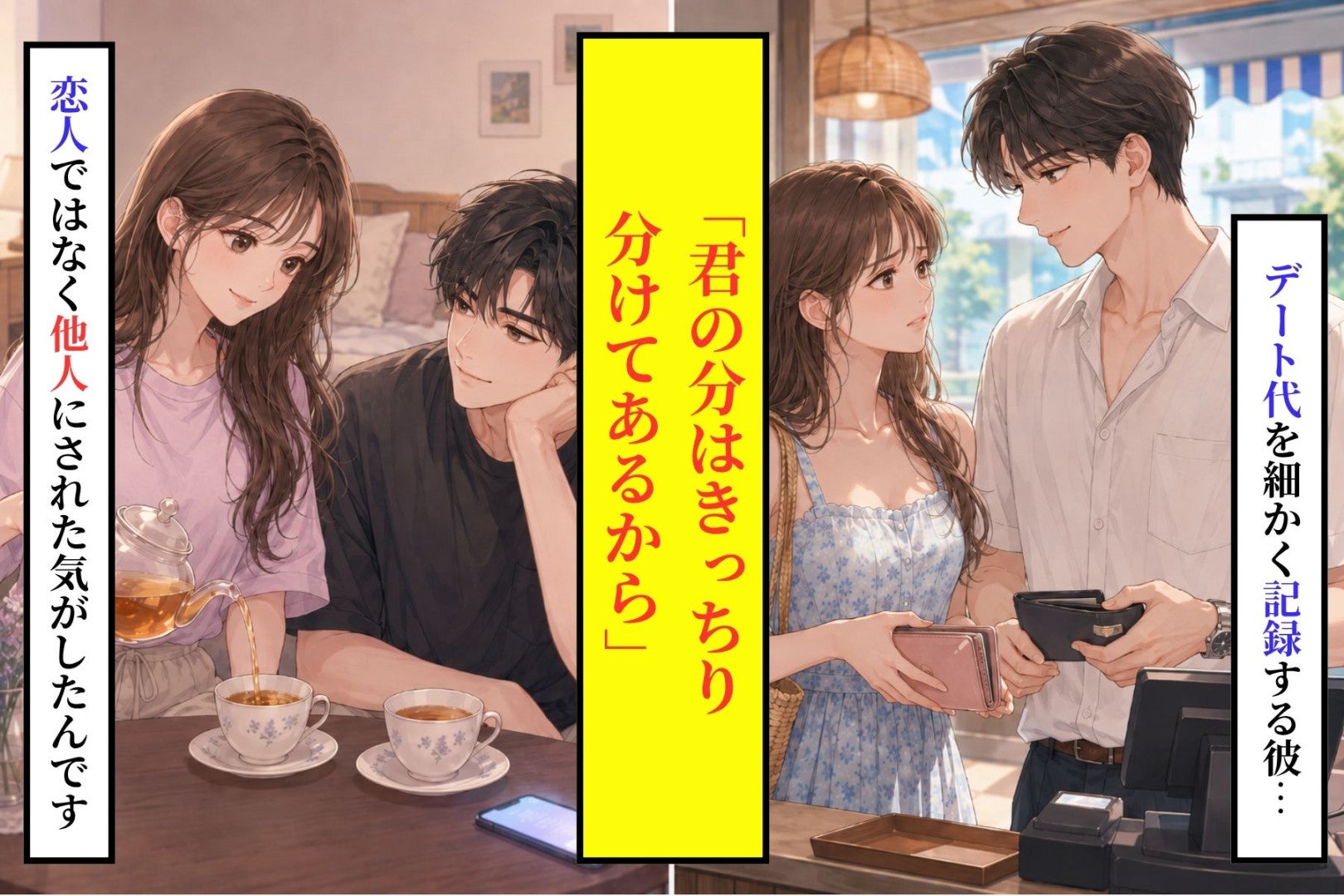 「君の分はきっちり分けてあるから」デート代を細かく記録する彼に、恋人ではなく他人にされた気がした