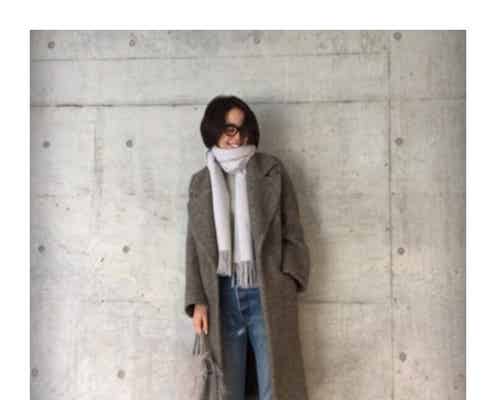 【今日の私服/松島花】アウターやマフラーでストレートラインを活かして