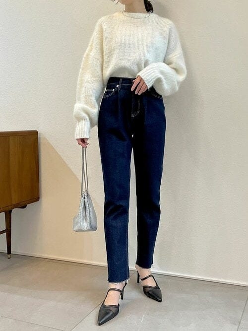 デニム 白ニット
