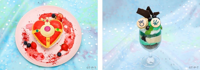 コズミックハートベリーサンド　1,690円、はるか＆みちるのNight Driveパフェ　1,390円（C）武内直子・PNP・東映アニメーション