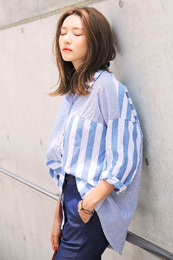 MIXボーダールーズシャツ「STYLENANDA」4,780円（税込）／画像提供：STYLENANDA