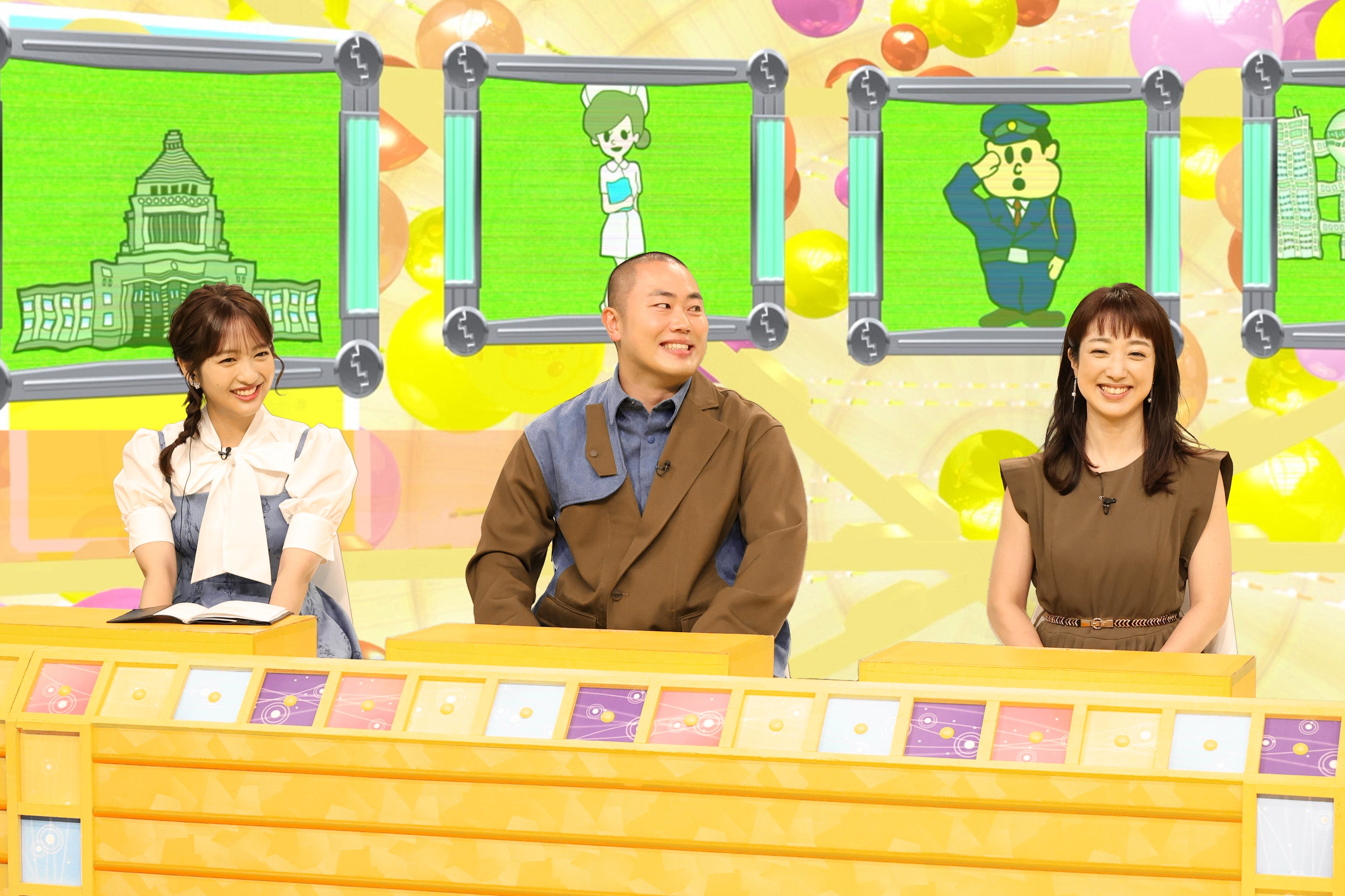 藤本万梨乃、
岡部大、川田裕美（C）フジテレビ