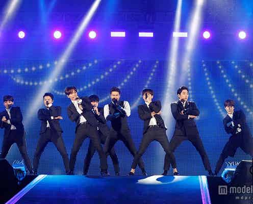SUPER JUNIOR、雨も吹き飛ばす「a-nation」トリに初抜擢<ライブレポ・セットリスト>