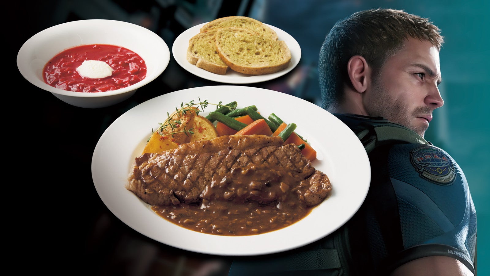 『クリス・レッドフィールド ステーキセット』／画像提供：ユニバーサル・スタジオ・ジャパン