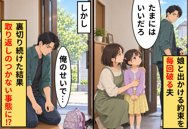 娘と出かける約束を“毎回”破る夫。しかし裏切り続けた結果⇒「俺のせいで…」取り返しのつかない事態に！？