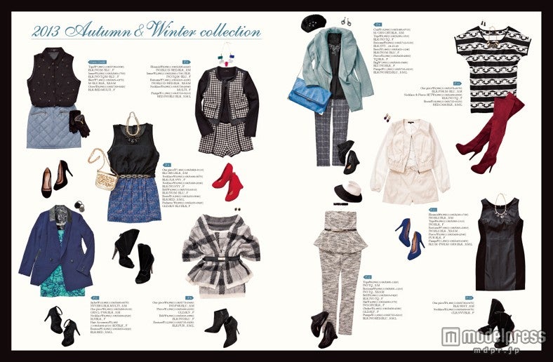 ブラックを基調にトレンドの千鳥柄やキルティング、ツイードなど異素材MIXで魅せる