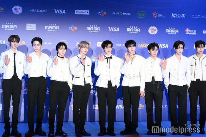 ZEROBASEONE/キム・ギュビン、キム・ジウン、ソク・マシュー、ハン・ユジン、ジャン・ハオ、ソン・ハンビン、キム・テレ、リッキー、パク・ゴヌク(C)モデルプレス