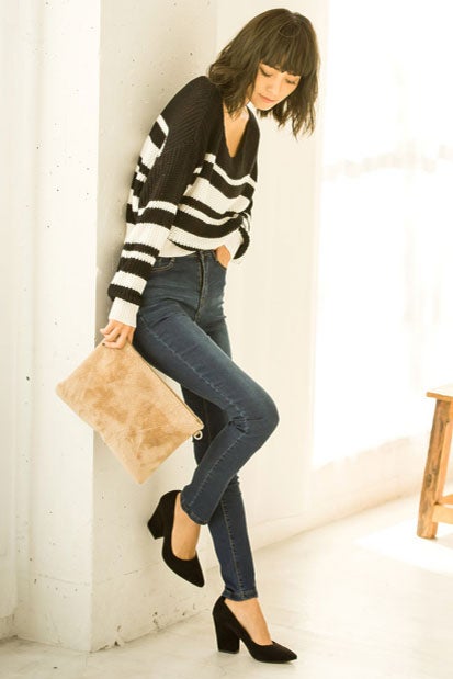 ショート丈ニットドルマンボーダートップス「Re:EDIT by GALSTAR」2,698円（税込）／画像提供：Re:EDIT by GALSTAR