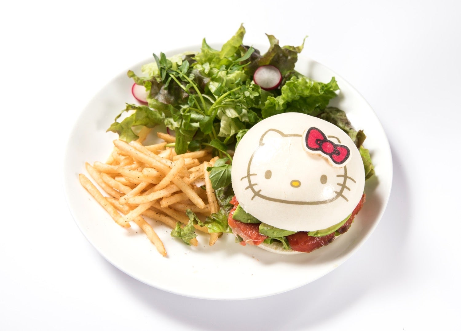 ハローキティとディアダニエルの ラブラブ バーガーシングル￥1,380（C）1976，1999，2017 SANRIO CO．，LTD．