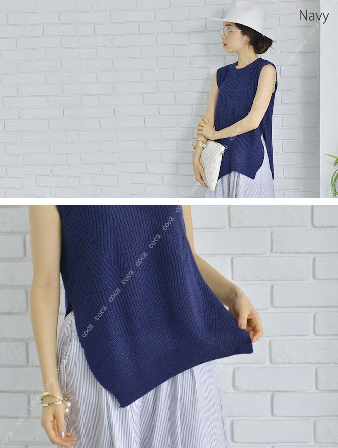 サイドスリットのノースリーブニット「coca」2,690円（税込）