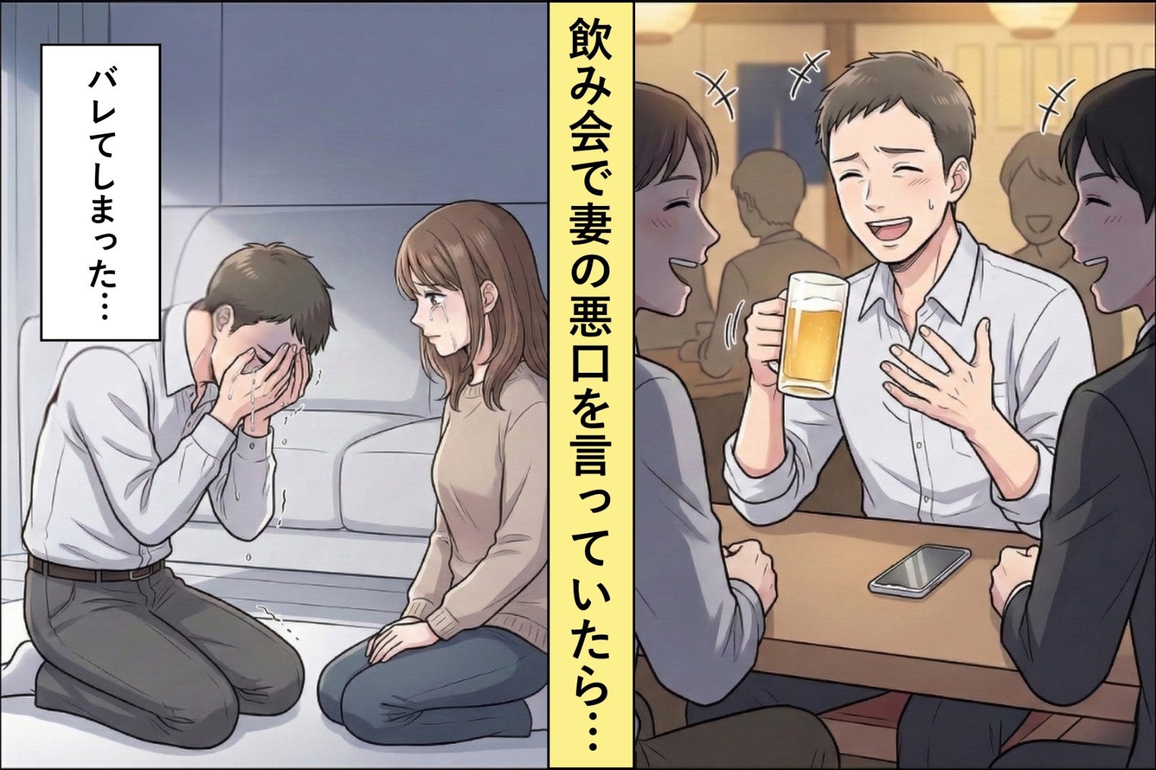 飲み会で妻を下げる俺→帰宅するたびに罪悪感で優しくしていた本音