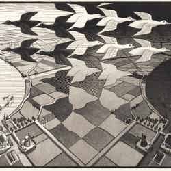 《昼と夜》1938年　All M.C. Escher works copyright（C）The M.C.Escher Company B.V. – Baarn – Holland. All rights reserved. www.mcescher.com