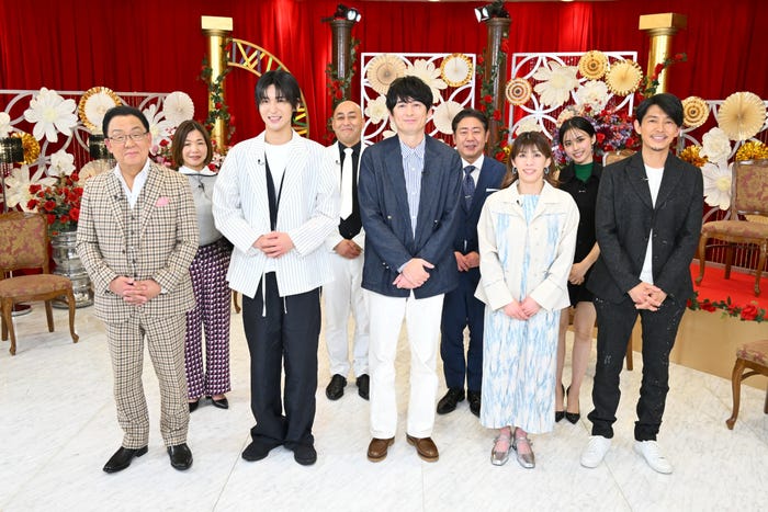 (前列左から)梅沢富美男、目黒蓮、博多大吉、吉田沙保里、藤木直人(後列左から)大久保佳代子、長谷川雅紀、渡辺隆、安斉星来(C)TBS