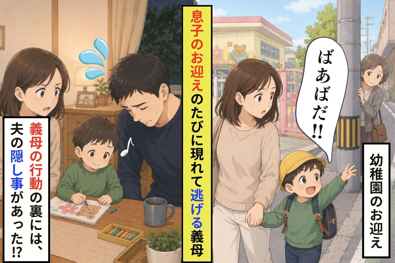 お迎えのたびに現れては逃げる義母。「孫に会いたかっただけなのよ」の裏に夫の隠しごとがあった