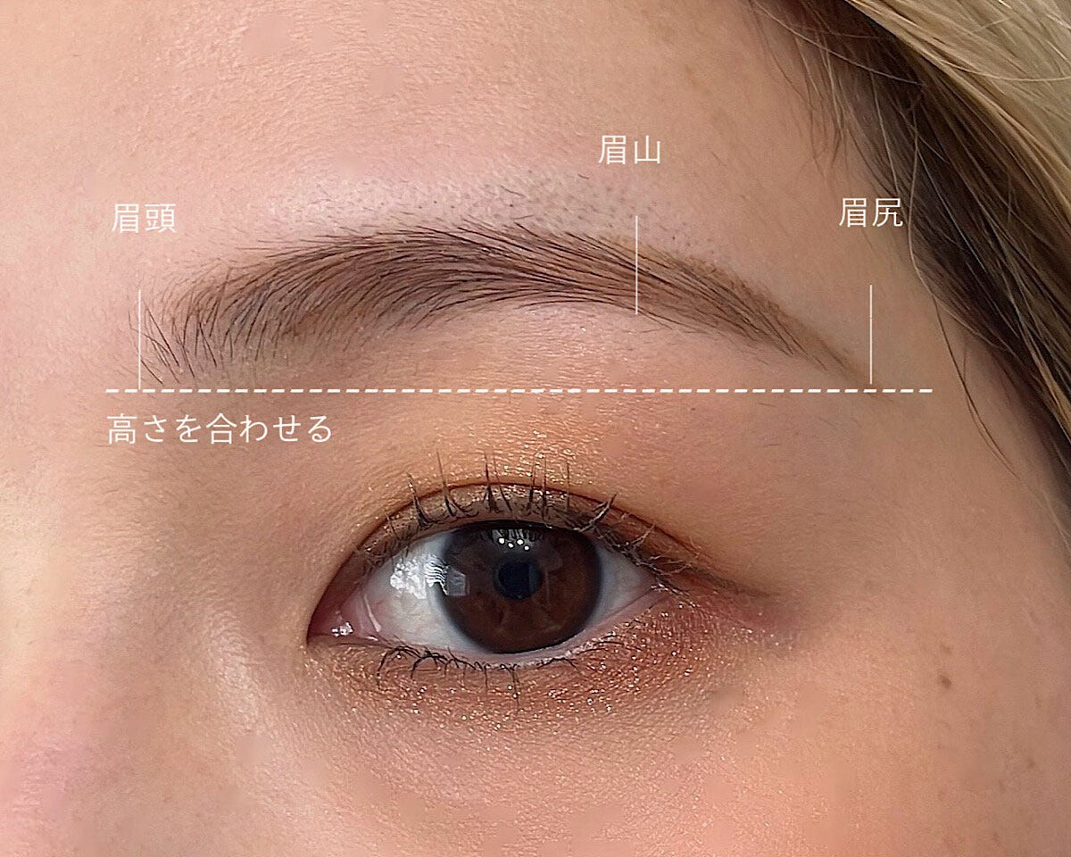 眉頭・眉山・眉尻の位置
