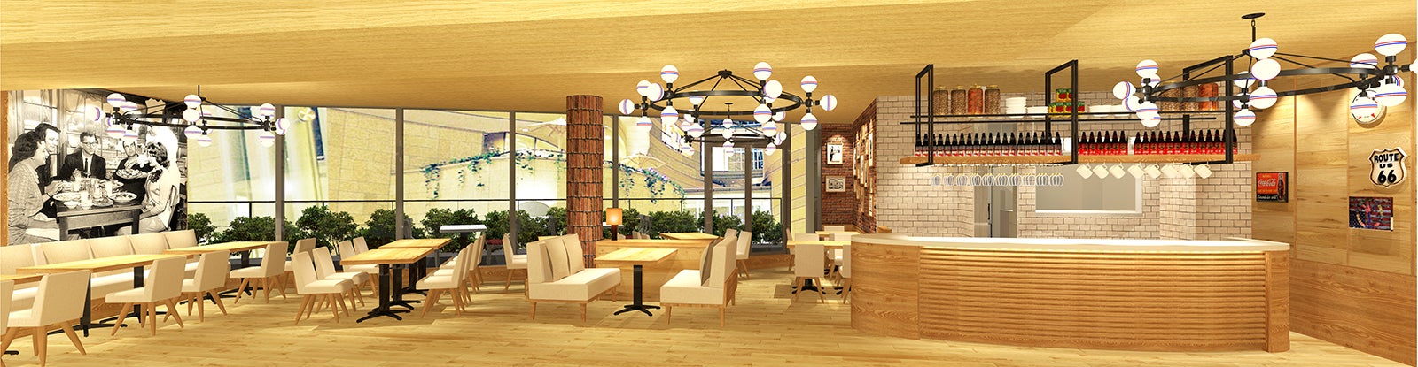 オリジナルパンケーキハウス なんばパークス店 内観イメージ／画像提供：KURA co.,ltd.、フークル株式会社