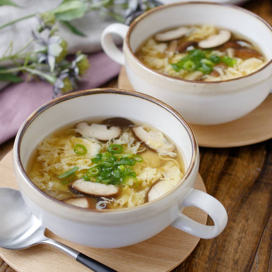 しいたけと卵の中華スープ