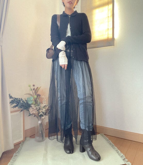 GU エクストラファインメリノリブポロカーディガン GU エクストラファインメリノリブポロカーディガン レイヤードトップス コーデ