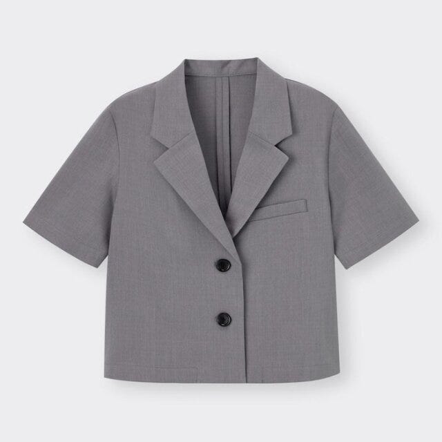 GU　全身コーデ　着こなしパターン　6種　マンネリ解消　たむ　イラスト　ハーフスリーブクロップドジャケット