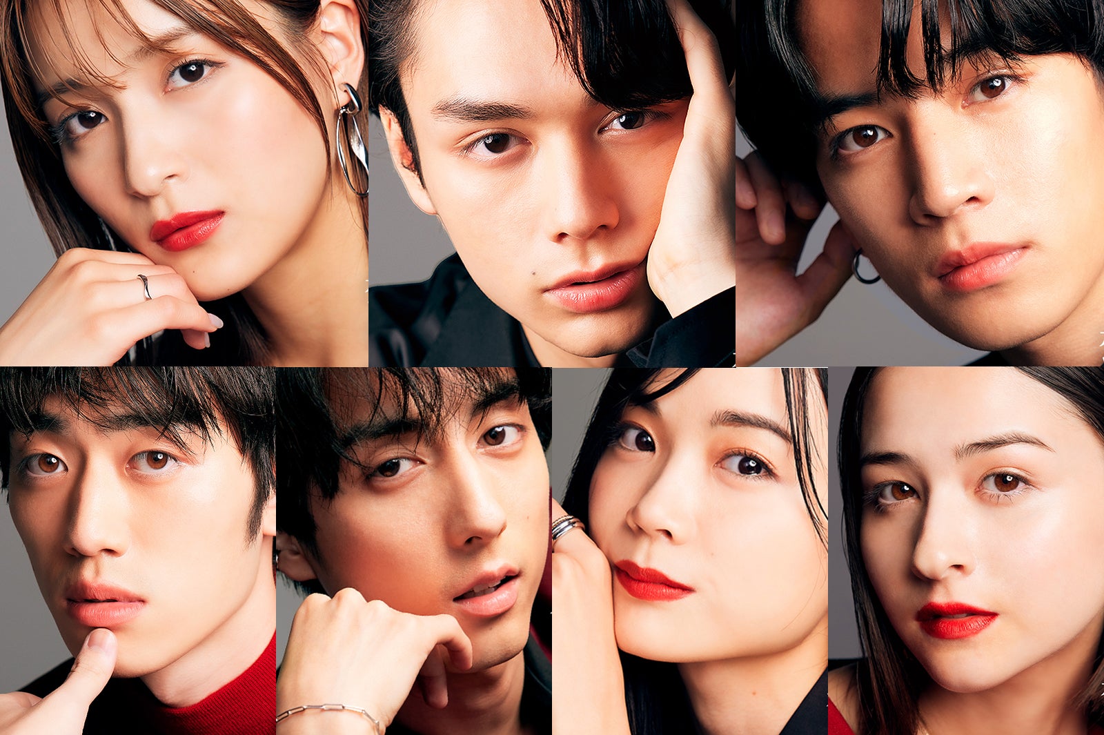 （上段）織田奈那、川合ルイ、島津見（下段）大地伸永、永岡拓真、中村加弥乃、夏目アミリア（C）AbemaTV, Inc.