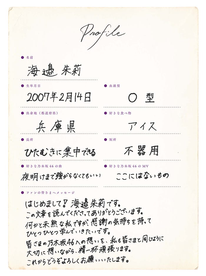 海邉朱莉プロフィール(提供写真)