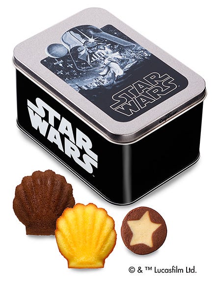 “スター・ウォーズ”缶(3種8個入)¥972/(C)&TM Lucasfilm Ltd.