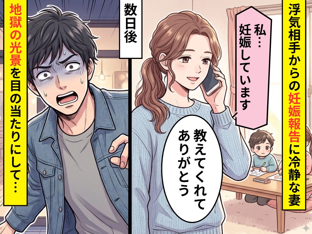 浮気相手から妊娠報告！？しかし「教えてくれてありがとう」余裕すぎる妻。数日後⇒夫は【地獄の光景】に腰を抜かした話