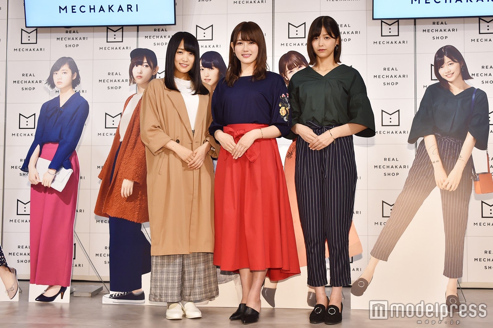 「REAL MECHAKARI SHOP」オープニングイベントに登壇した菅井友香・守屋茜・渡邉理佐 （C）モデルプレス