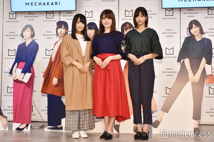 「REAL MECHAKARI SHOP」オープニングイベントに登壇した菅井友香・守屋茜・渡邉理佐 (C)モデルプレス