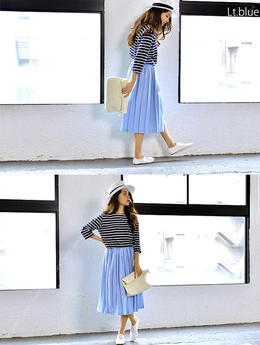 ミモレ丈カラープリーツスカート「coca」3,490円(税込)