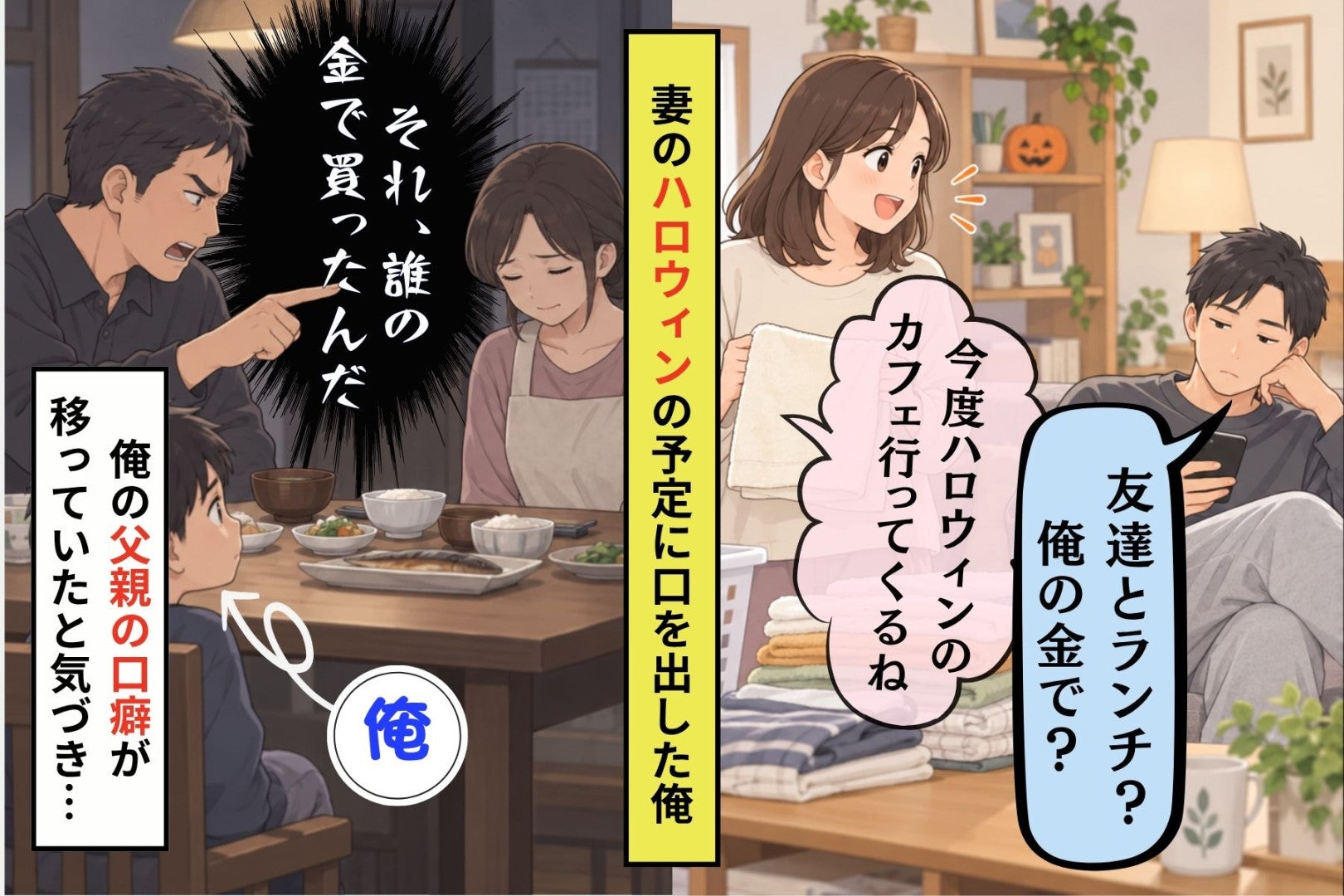 妻のハロウィンの予定に口を出した俺が、たたまれた洗濯物を見て気づいたこと