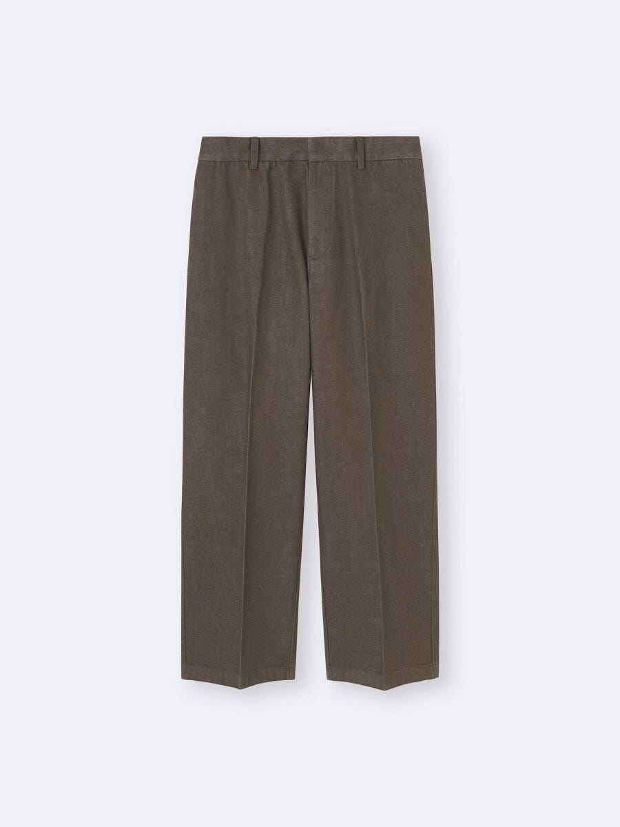 GUのツイルワイドストレートパンツ