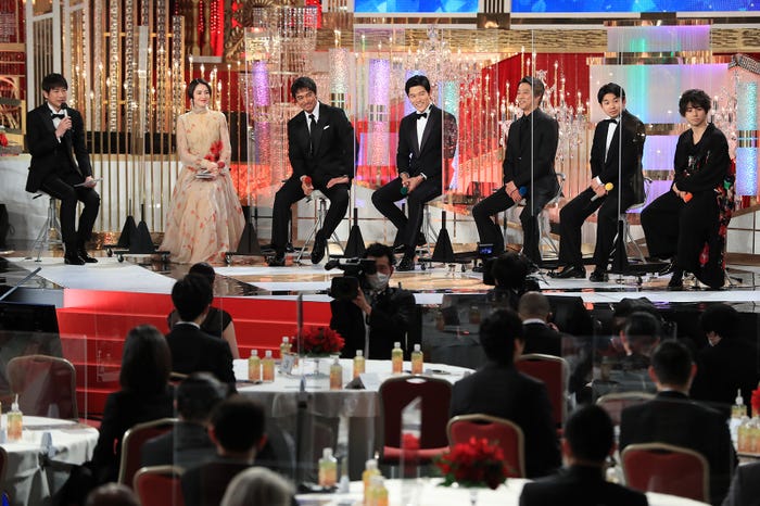 阿部寛、鈴木亮平、堤真一、仲野太賀、村上虹郎 (C)東京写真記者協会