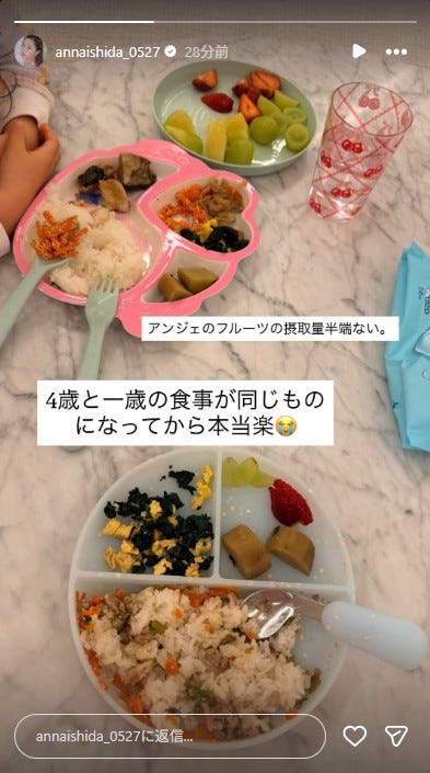 石田安奈Instagramストーリーズより