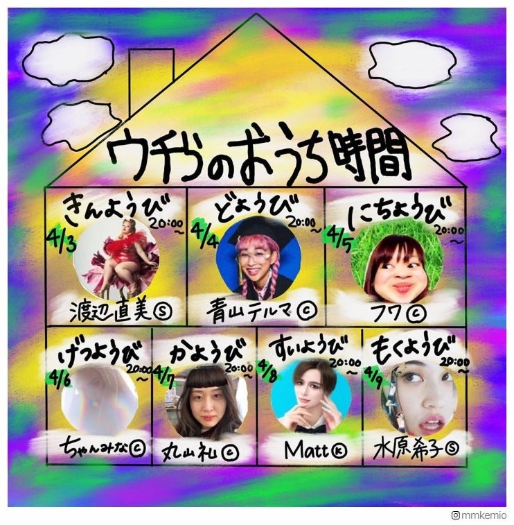 kemio、渡辺直美・水原希子らと豪華すぎる“毎日インスタライブ企画”「おうち時間シェアハピ」