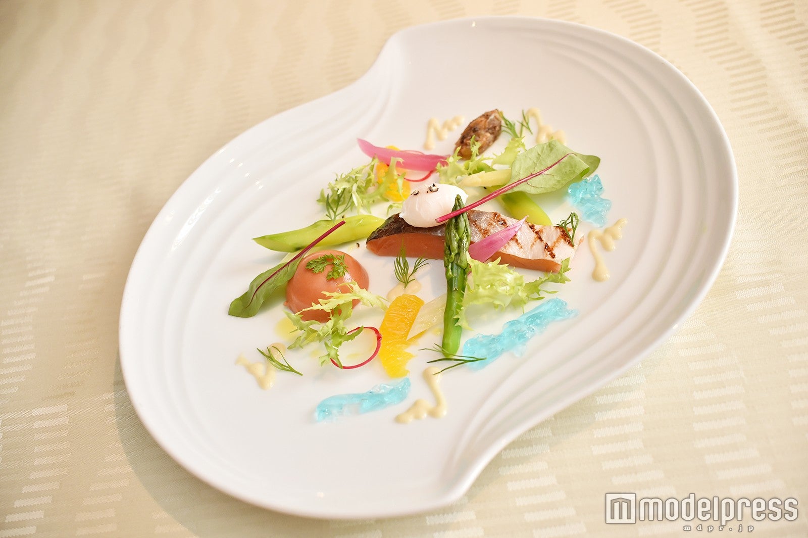 「桜鱒のマリネとタイム香るトマトのババロア仕立て　グラブラックスソース」／「東京ディズニーシー15周年“ザ・イヤー・オブ・ウィッシュ”」（C）モデルプレス