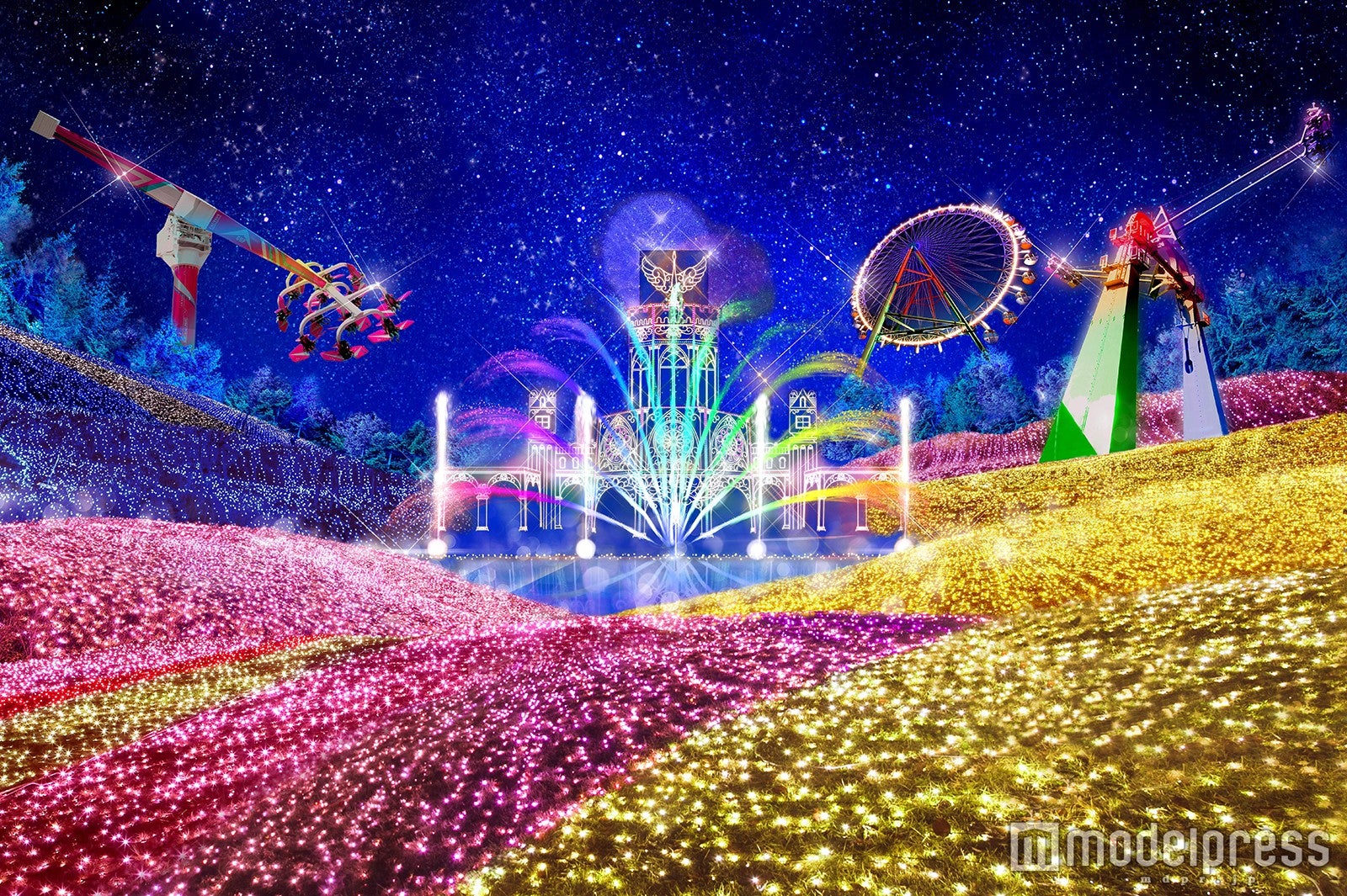 マクロスΔ　イルミネーションLIVE! さがみ湖イルミリオン　B2タペストリー さがみ湖リゾート プレジャーフォレストのイルミがアニメ