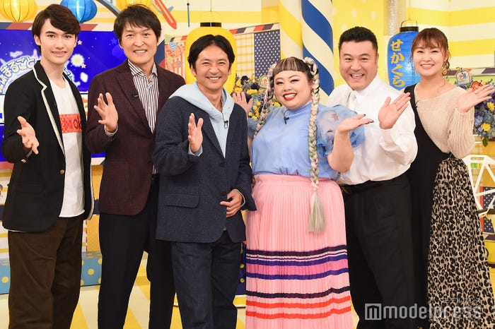 (左から)マリウス葉、千原ジュニア、国分太一、渡辺直美、山崎弘也、村上佳菜子 (C)モデルプレス
