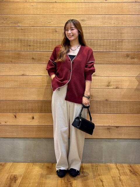 グローバルワーク 毛玉になりにくいステッチカーディガン グローバルワークの毛玉になりにくいステッチカーディガン